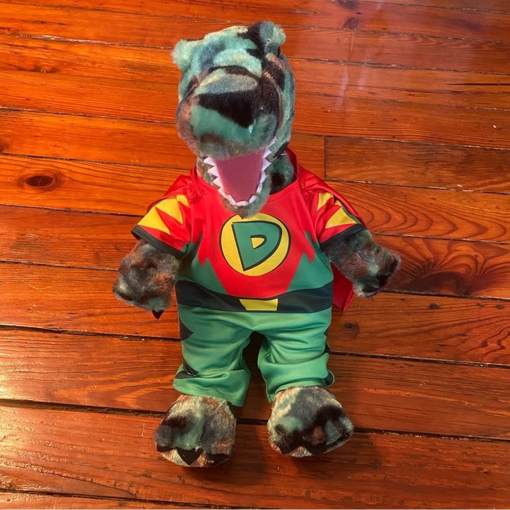 Build-A-Bear Camo T-Rex Dinosaur With Super Dino Outfit Plush